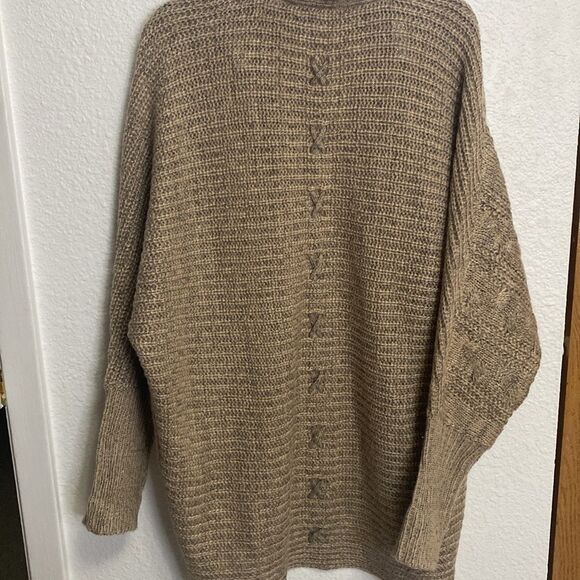 Song n Spirit faux fur collared cardigan womens large tan brown NWT - Picture 7 of 9